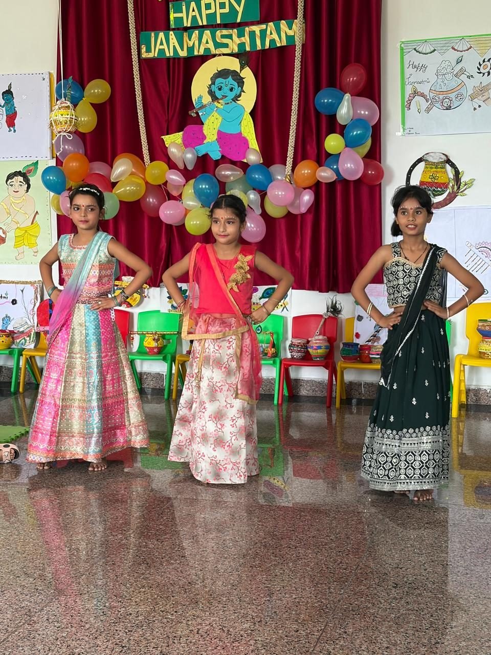 Students in Radha-Krishna costume